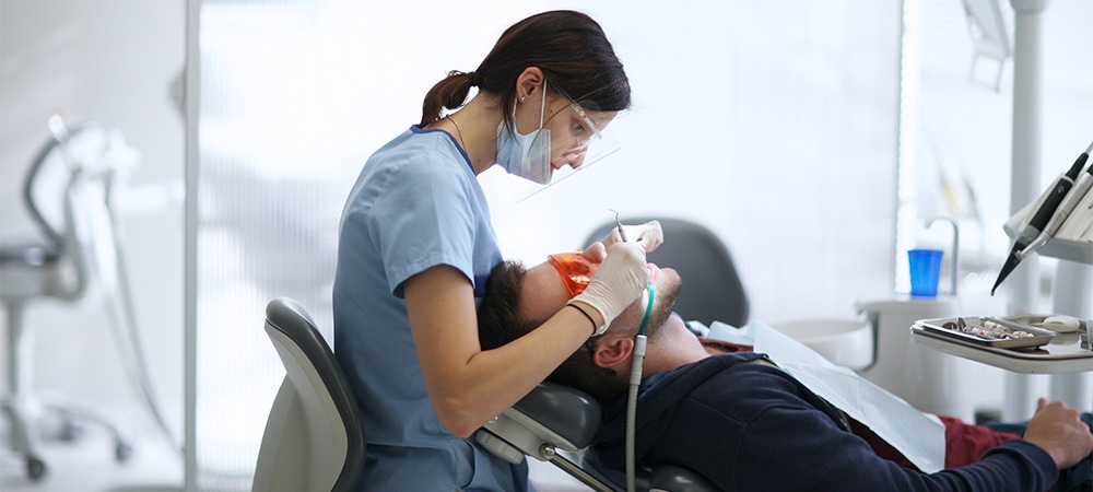 patient teeth restoration in dental clinic